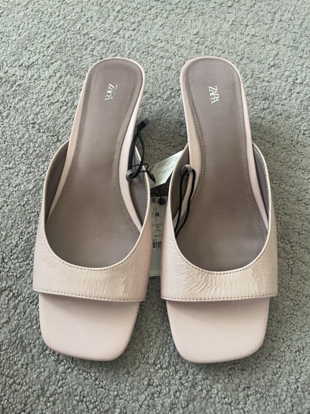 Zara Pink Rose Leather Wedge Sandals Open Toe Fashion Size 38 US 7.5 Shoes - Picture 11 of 11